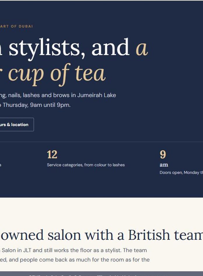 The British Salon JLT Dubai website built by Studio Safha