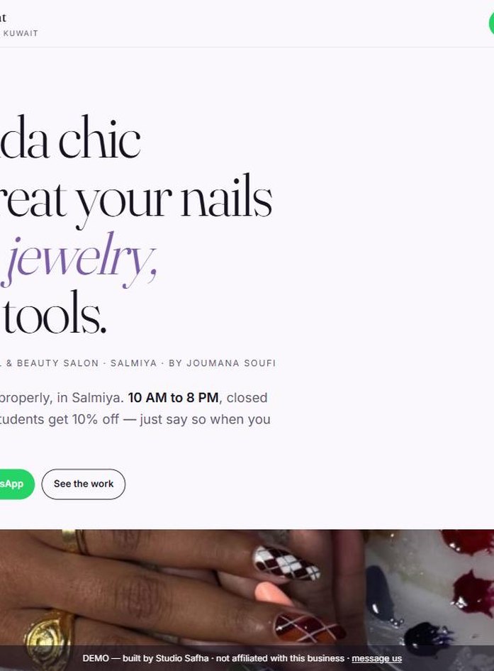 Element Nail Salon Kuwait website built by Studio Safha