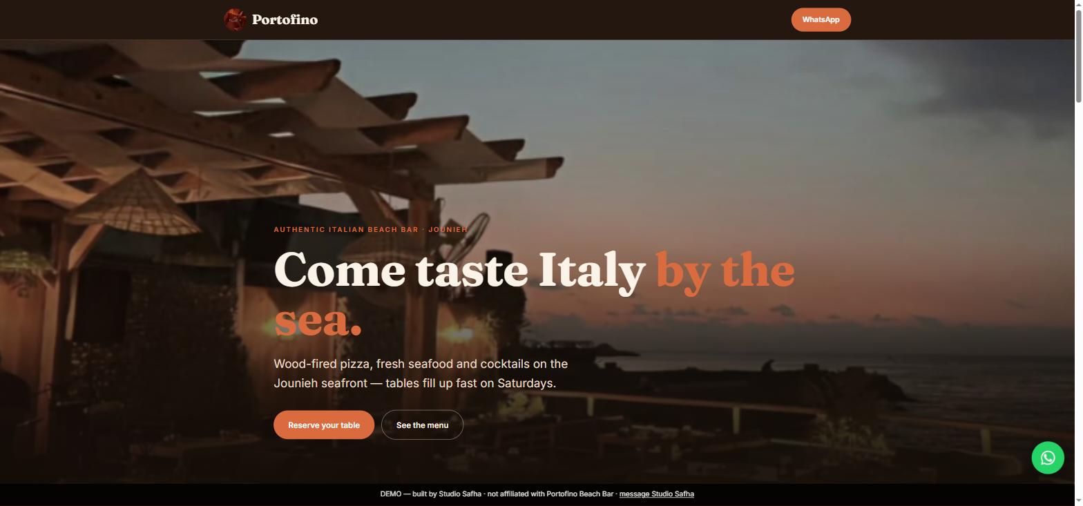 Portofino Beach Bar website built by Studio Safha