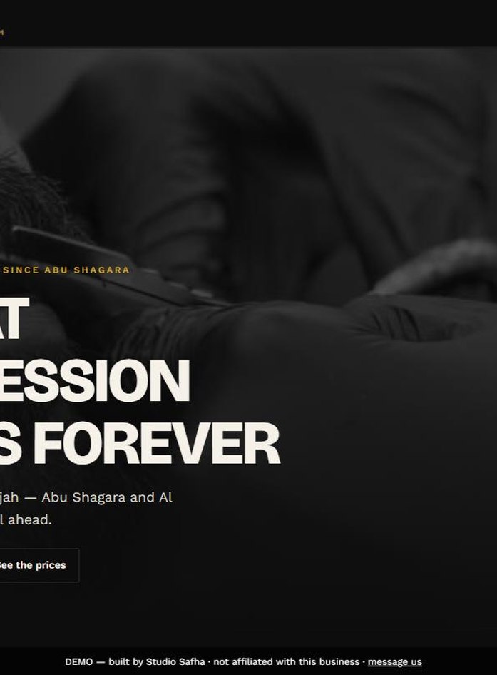 Telal Liwa Men Salon website built by Studio Safha